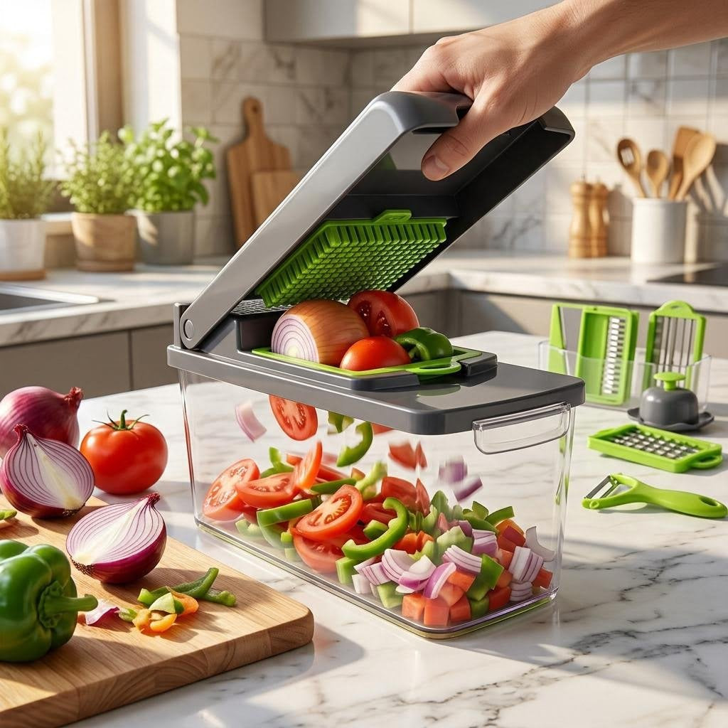 Cortador Multifunción de Verduras — Corta, Pica y Ralla en Segundos